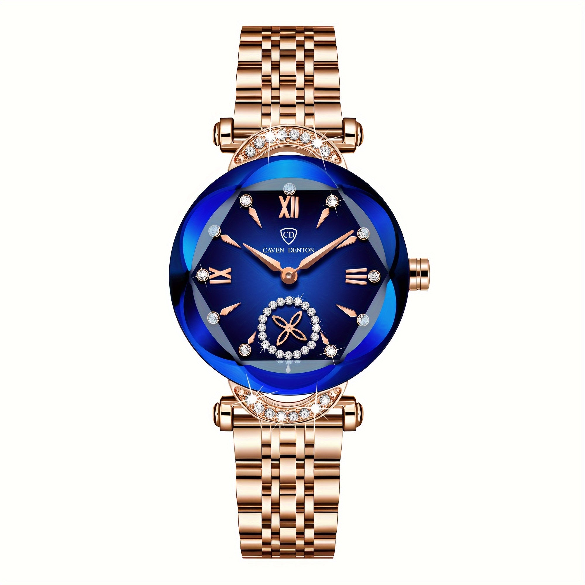 Elegant Women's Quartz Watch with Rhinestone Accents - Rose Golden Case & Stainless Steel Band, Roman Numerals, Independent Second Hand - Ideal for Business or Formal Wear - Perfect Mother's Day, Christmas, or Back-to-School